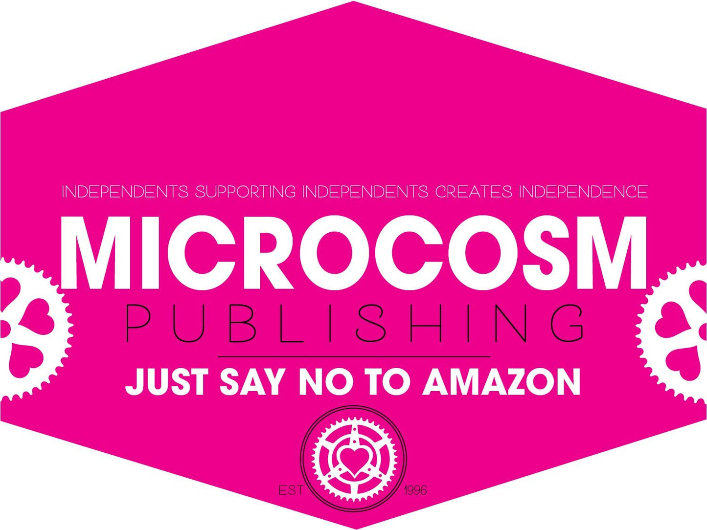 Microcosm Publishing logo with text on a pink background