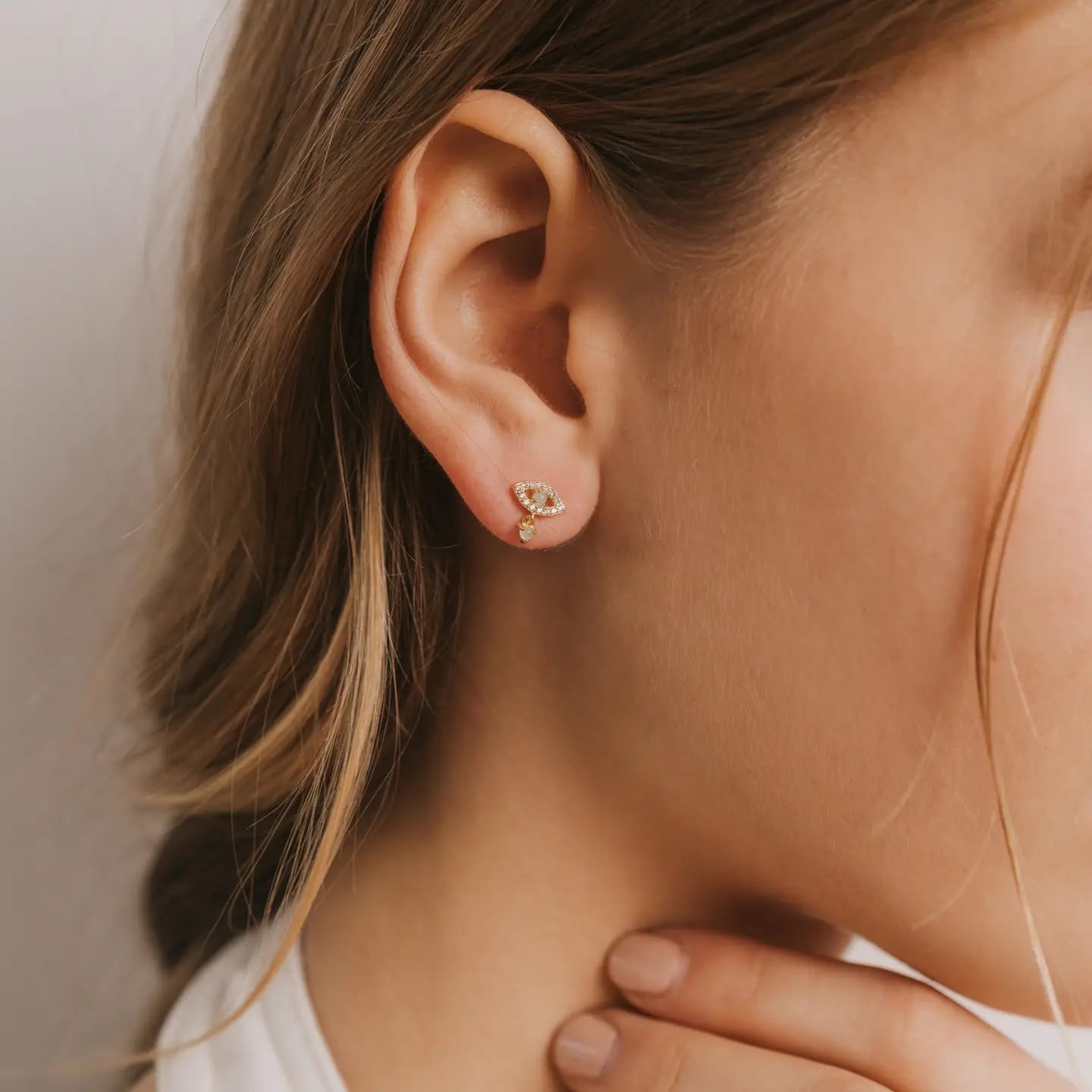 evil eye earrings, amazonite earrings, gold drop earrings, CZ evil eye stud, gemstone dangle earring, protective jewelry, amazonite jewelry