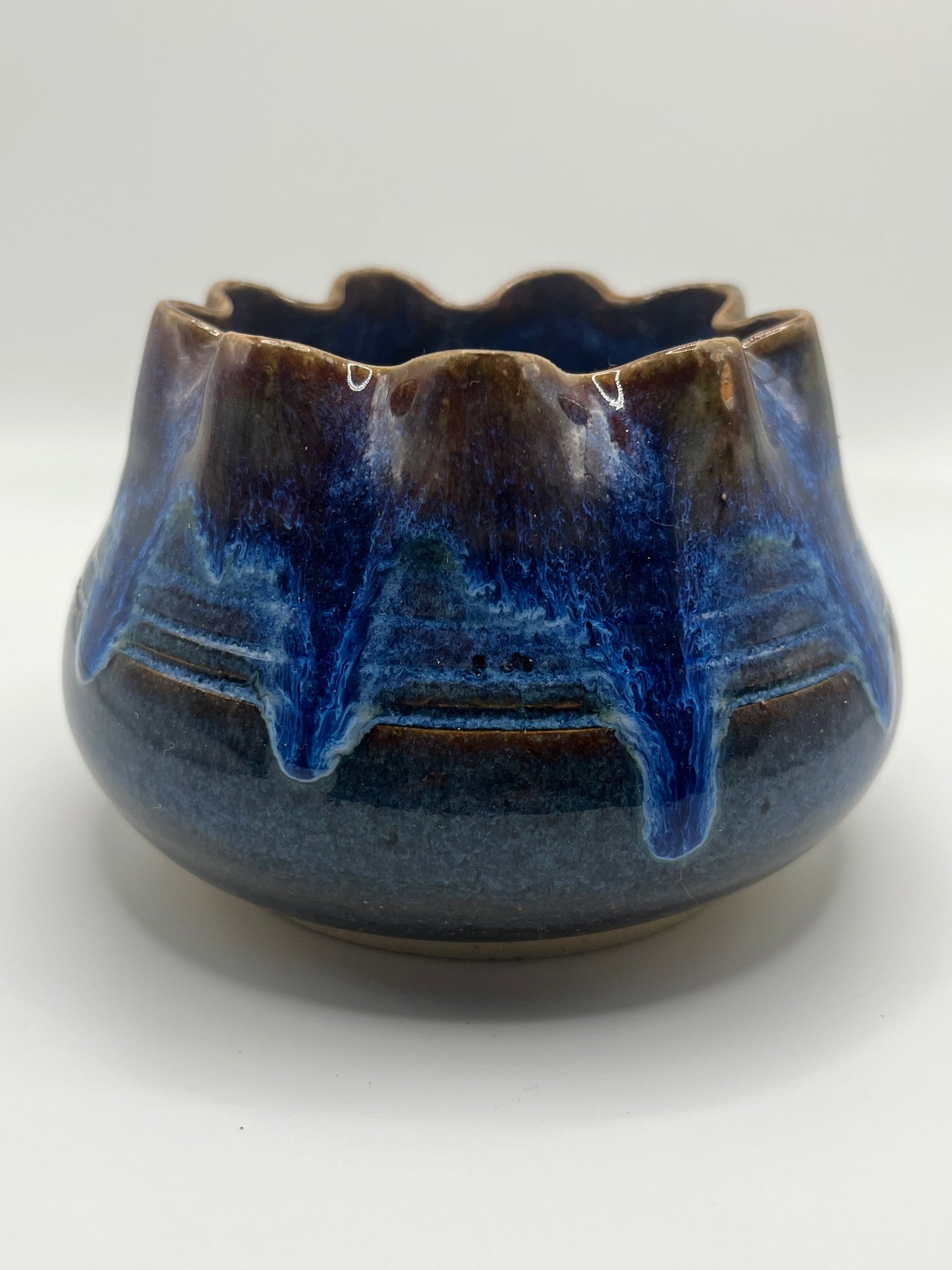 Mike Teal pottery, blue pinch vase, handmade ceramics, porcelain vase, wheel-thrown pottery, artisan stoneware, Tulsa ceramic artist, contemporary ceramics, functional art, YENology artisan collection