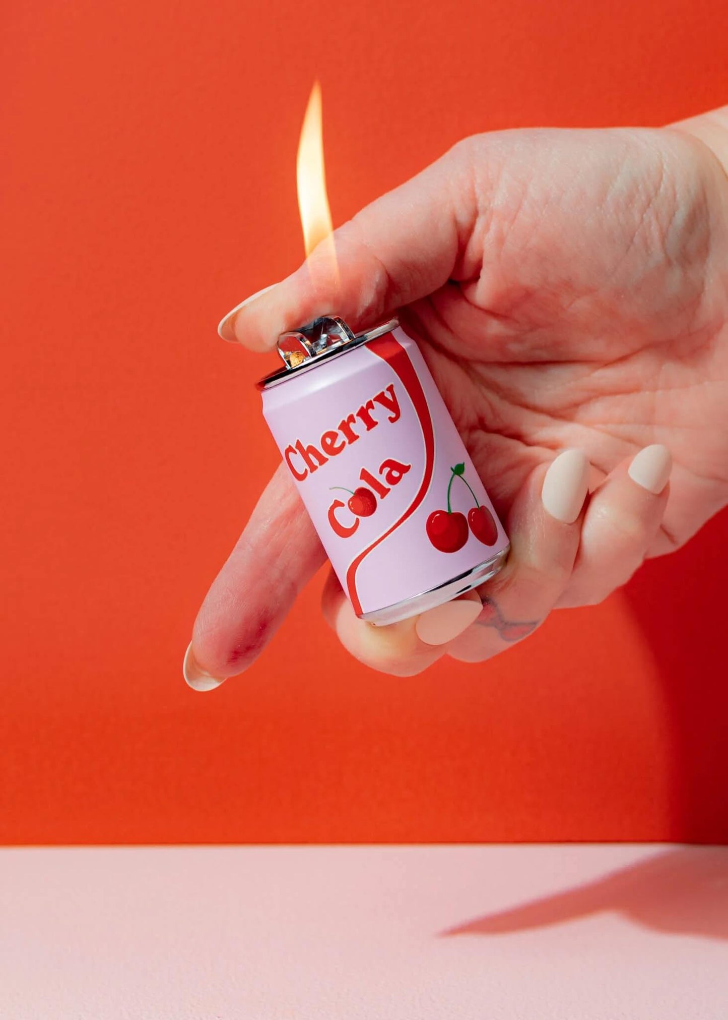 cherry cola lighter, mini soda can lighter, refillable butane lighter, novelty metal lighter, cute pocket lighter, fun smoking accessories, YENology lighter, collectible lighters, butane refillable lighter, mini can design