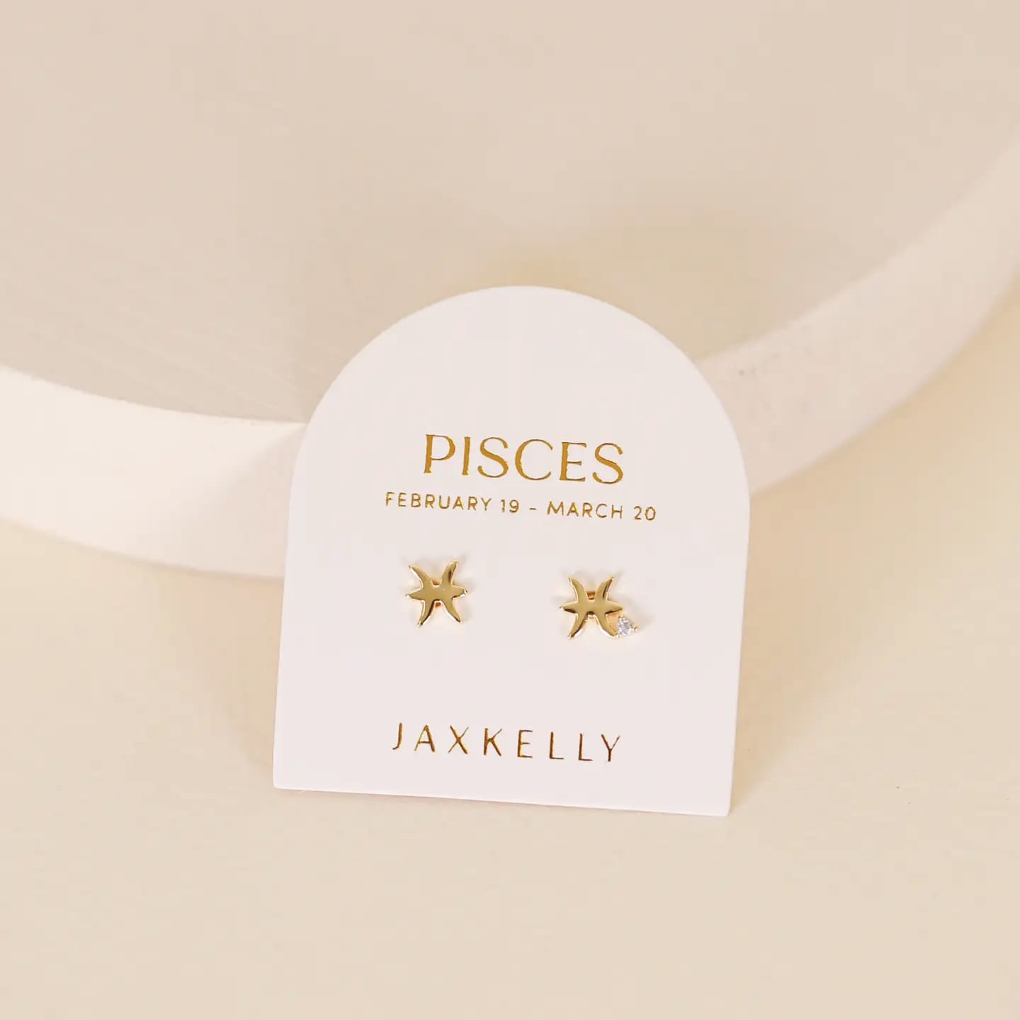Pisces earrings, zodiac stud earrings, gold Pisces jewelry, Pisces zodiac studs, CZ zodiac earrings, horoscope jewelry, Pisces gift, gold zodiac studs