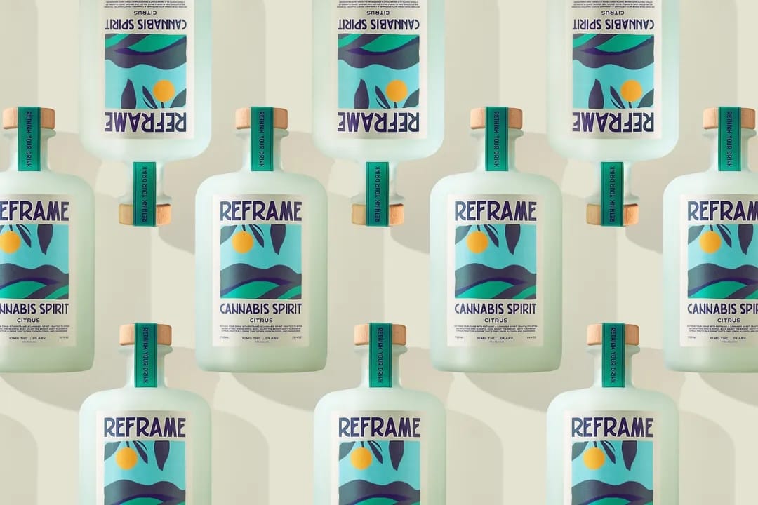 Multiple bottles of Reframe Cannabis Spirit Citrus THC drink