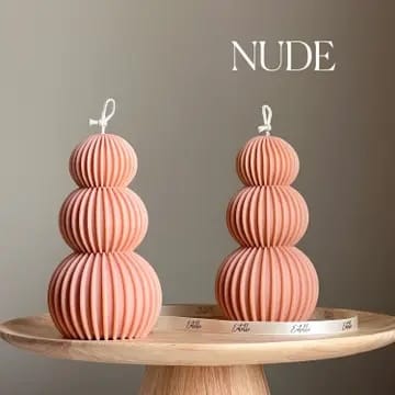 scented pillar candle, ribbed candle, wavy candle, soy wax candle, sea salt and sage candle, modern home décor, handmade candles, aesthetic candle