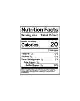 Nutrition facts label with calories information on a white background