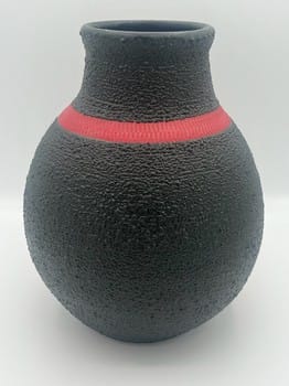 Mike Teal pottery, handmade vase, black crackle pottery, red stripe vase, functional stoneware, wheel-thrown ceramics, artisan pottery, Tulsa ceramic artist, contemporary pottery, YENology artisan collection