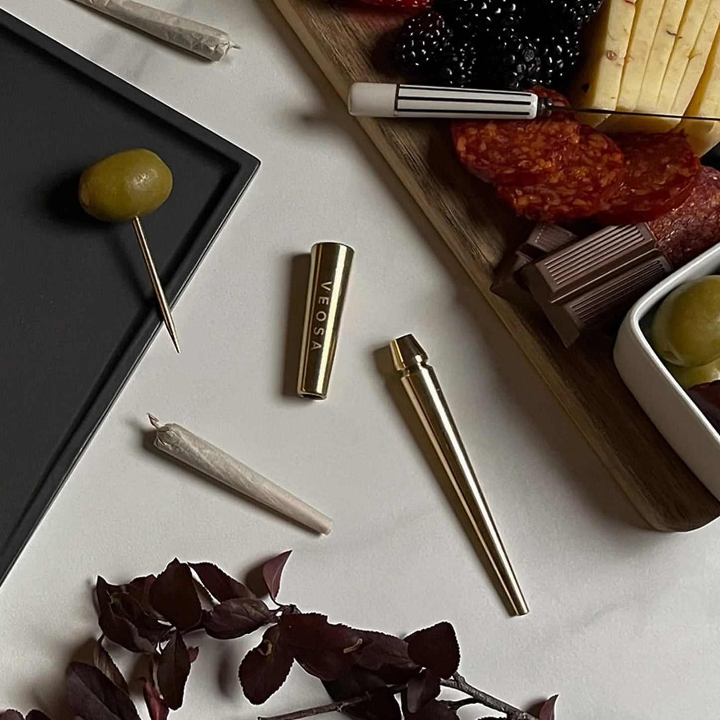 Veosa rolling tray, ceramic rolling tray, handmade rolling tray, collectors item, minimalist smokeware, luxury rolling tray, matte charcoal tray, Portland ceramic, YENology accessories, gold accent tray