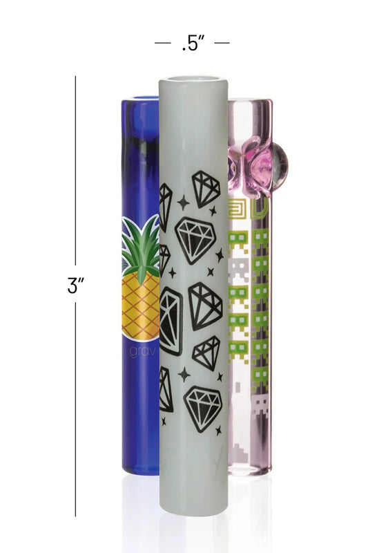 GRAV taster, glass taster pipe, whimsical smoking accessory, portable taster, mini pipe, GRAV glass, cannabis accessories, YENology smoking gear, fun glass pipe, travel pipe