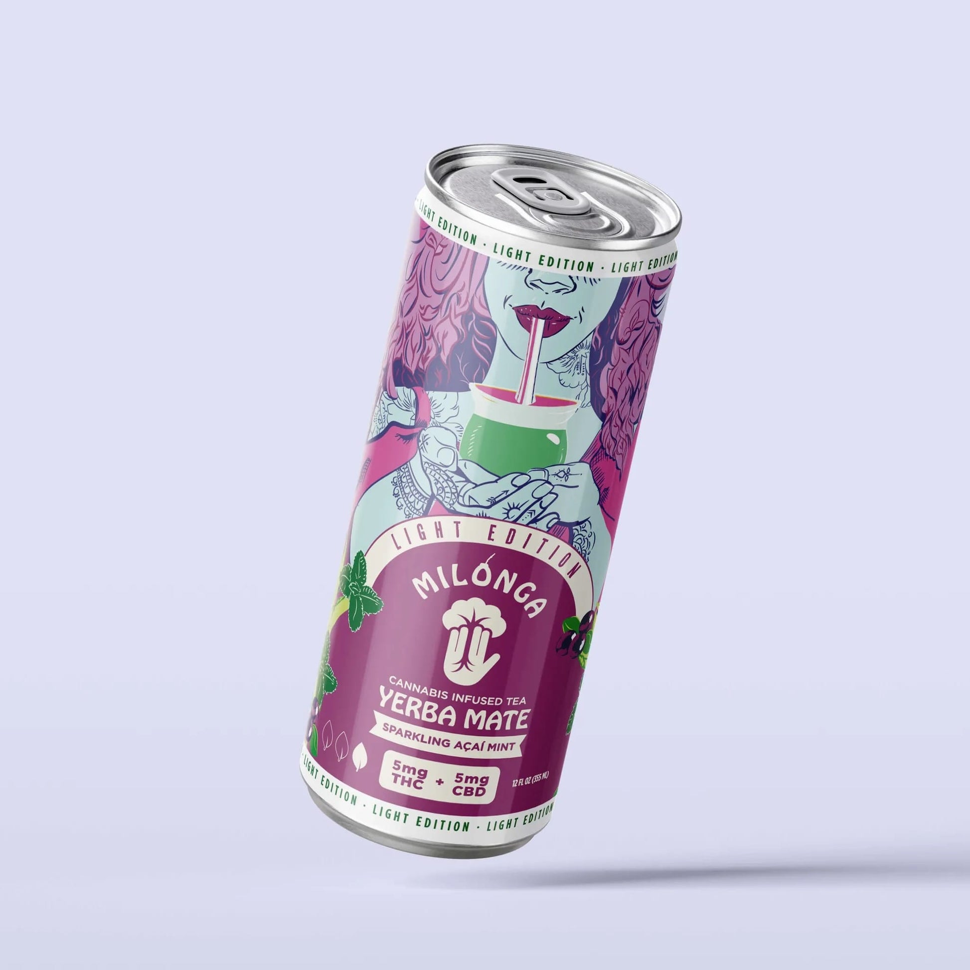 Milonga Açaí Mint, THC CBD drink, hemp beverage, yerba mate THC drink, Light Edition Milonga
