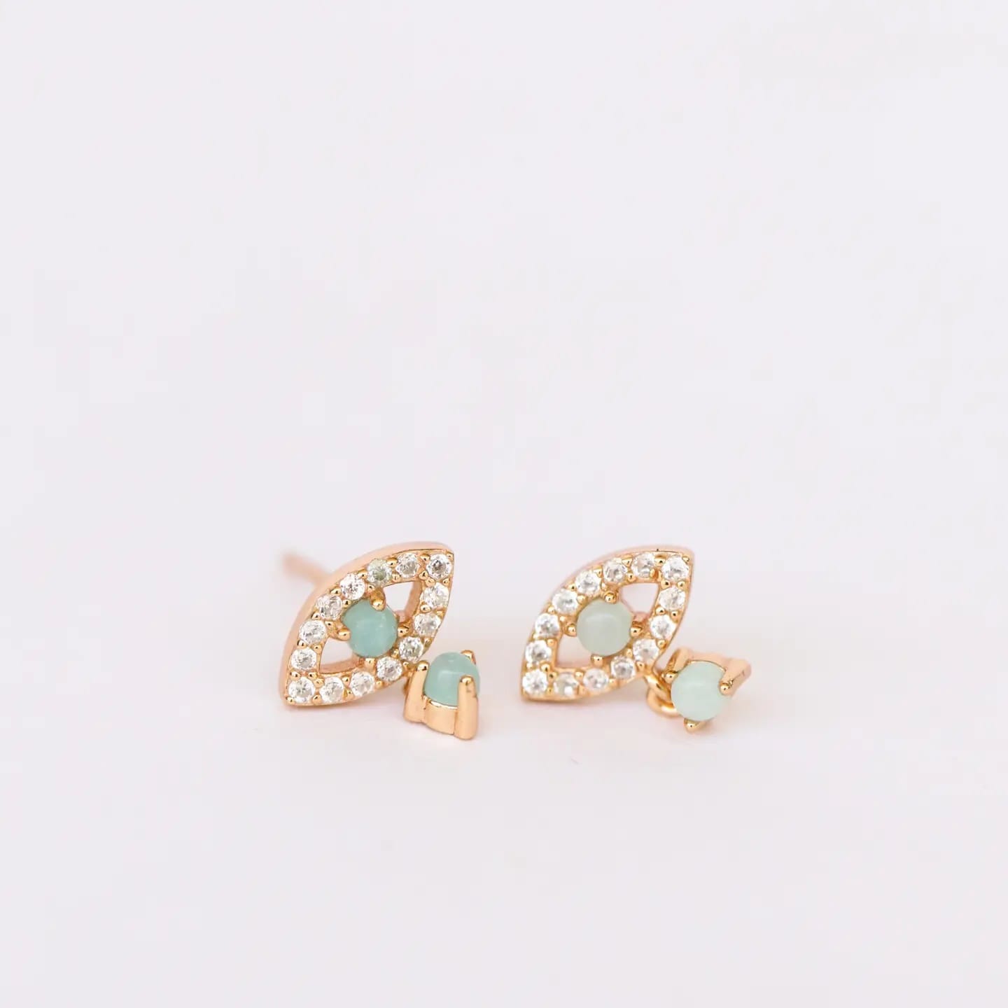 evil eye earrings, amazonite earrings, gold drop earrings, CZ evil eye stud, gemstone dangle earring, protective jewelry, amazonite jewelry