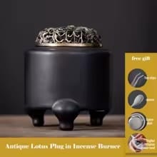 Antique lotus incense burner, digital incense burner 110V, electric aroma burner, temperature control incense lamp, ceramic copper incense burner, plug-in lotus aroma stove, high-temperature electric burner, tea room aromatherapy decor, smart incense warmer, adjustable incense heater