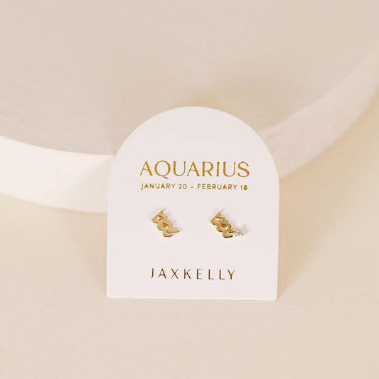 Zodiac Gold Earrings - Aquarius