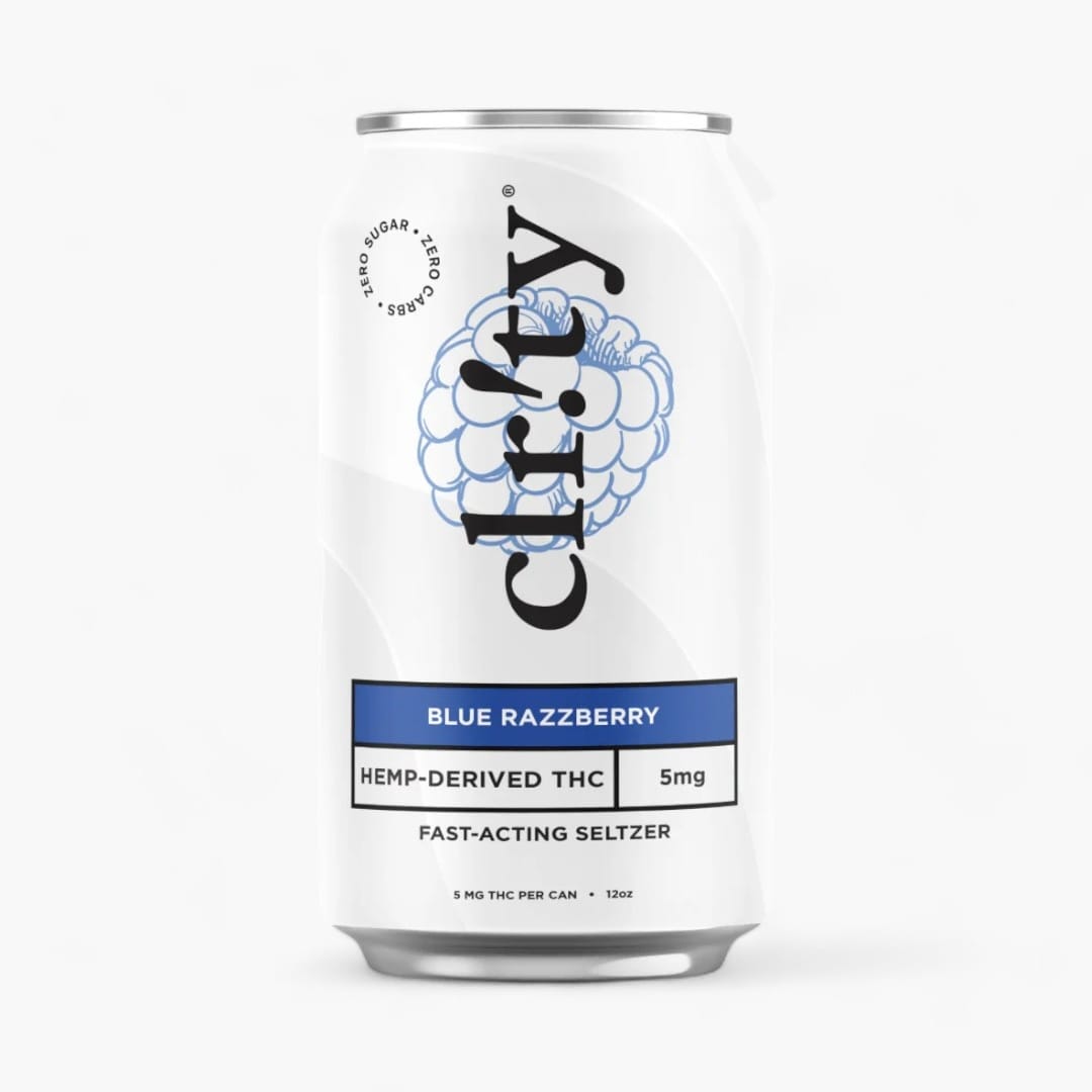 Cirlyy Blue Razzberry Hemp-Derived THC fast-acting seltzer can 