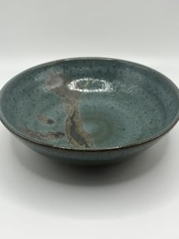 Mike Teal pottery, blue-green bowl, handmade ceramics, artisan stoneware, wheel-thrown pottery, small ceramic bowl, Tulsa ceramic artist, functional pottery, brown accent glaze, YENology artisan collection