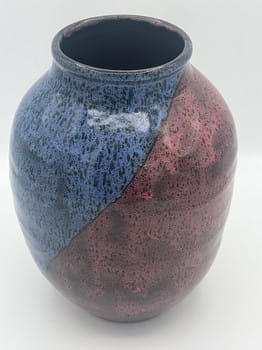 Mike Teal pottery, blue red oil spot vase, handmade ceramics, wheel-thrown pottery, artisan stoneware, functional art, Tulsa ceramic artist, pottery vase, contemporary pottery, YENology artisan collection