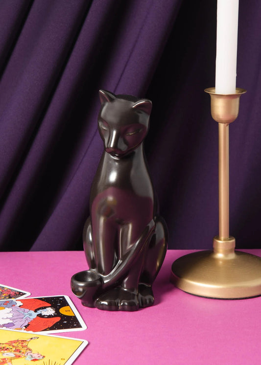 Canna Style Black Cat Pipe, ceramic cat pipe, black cat smoking pipe, matte black pipe, animal shaped pipe, YENology cat pipe, ceramic tobacco pipe, gothic cat decor, witchy smoke accessories