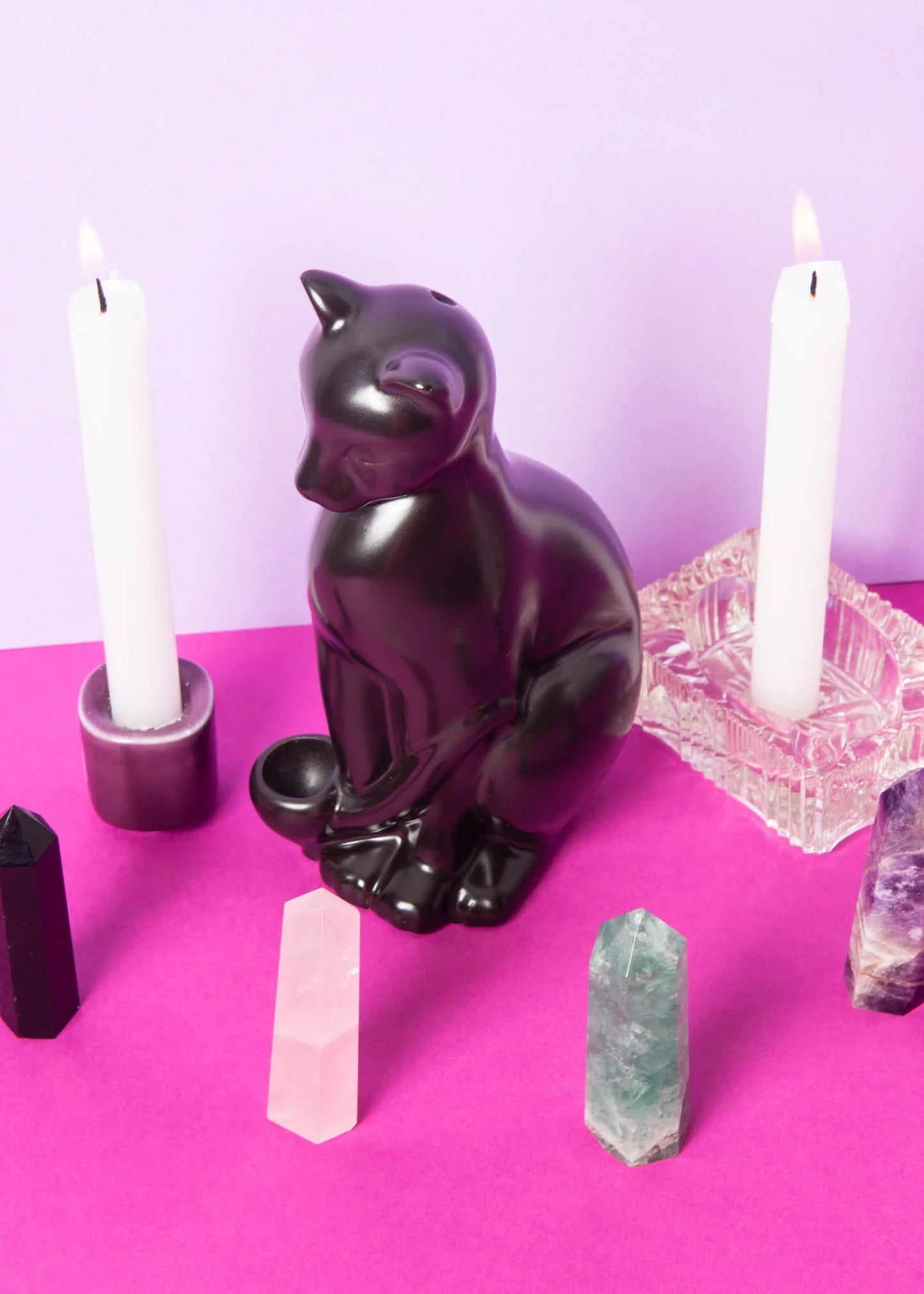 Canna Style Black Cat Pipe, ceramic cat pipe, black cat smoking pipe, matte black pipe, animal shaped pipe, YENology cat pipe, ceramic tobacco pipe, gothic cat decor, witchy smoke accessories