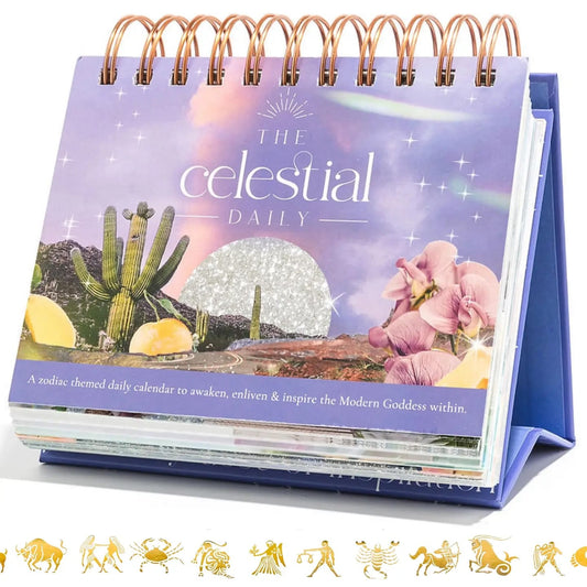 Close-up of Daily Flip Calendar for Zodiac Signs open to a daily message.