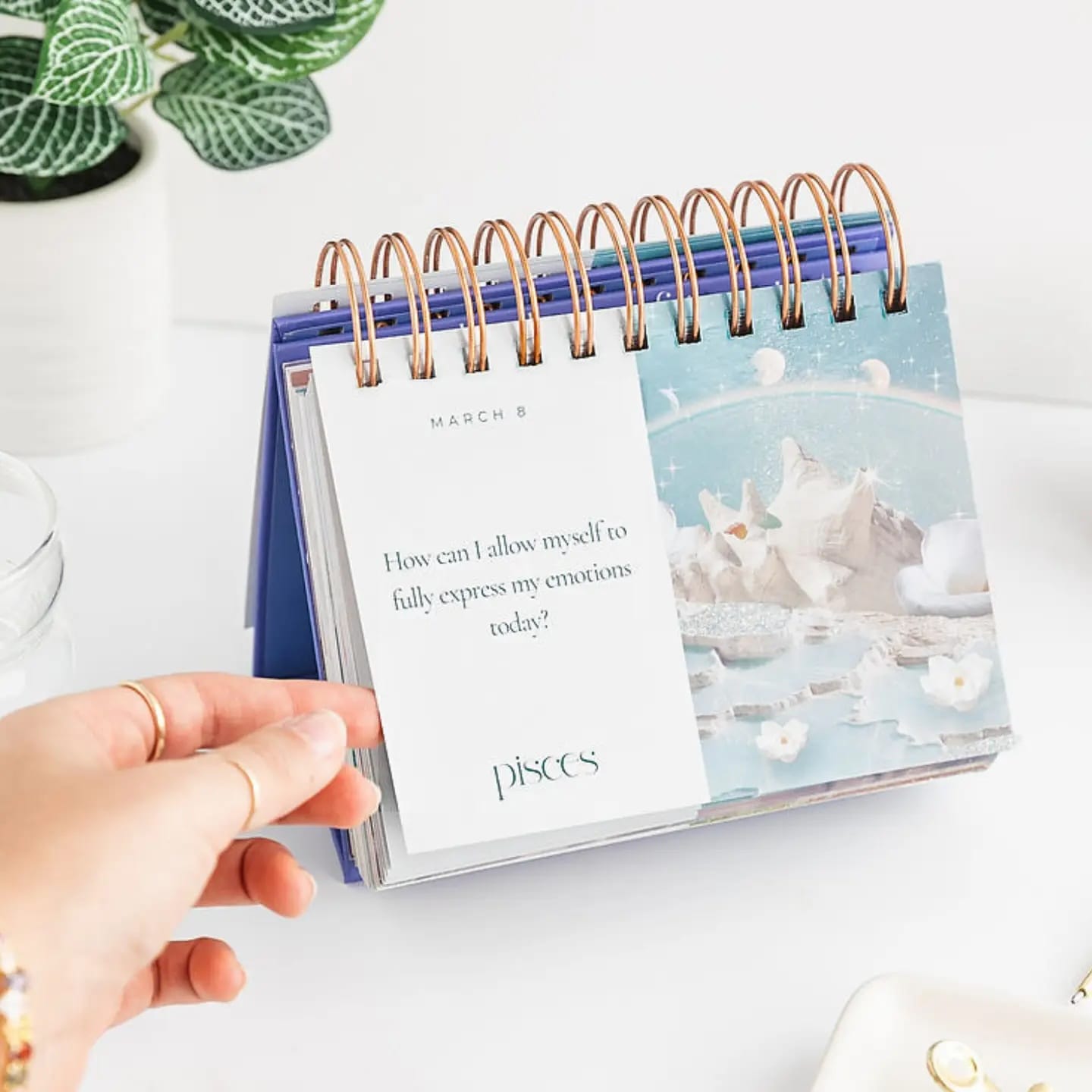 zodiac flip calendar, astrology desk calendar, daily affirmation calendar, celestial decor, star sign gifts, mindful office accessories, spiritual desk calendar, astrological wisdom, self care calendar, zodiac motivation