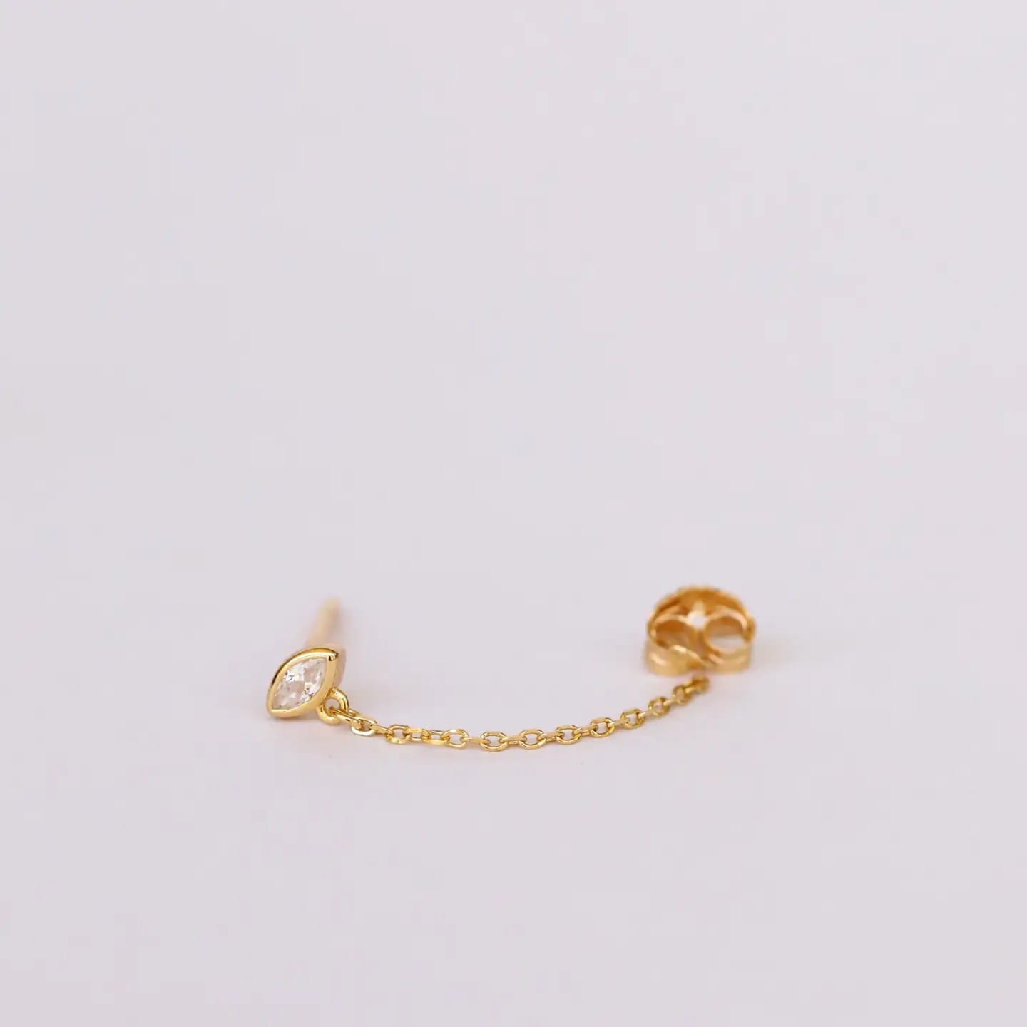 chain huggie earrings, gold chain stud earrings, CZ chain earrings, gold huggie studs, dainty chain earrings, gold CZ earrings, hypoallergenic chain earrings