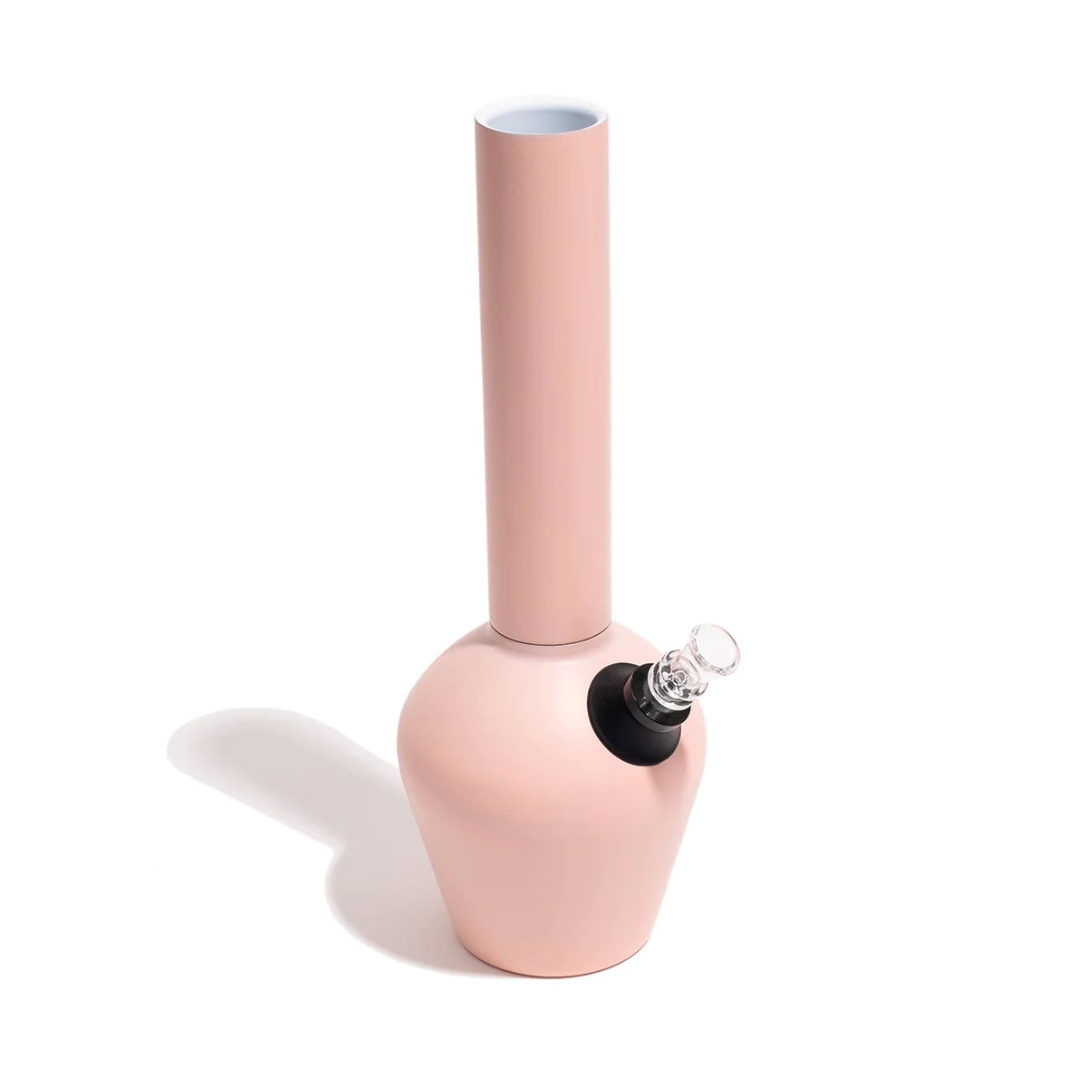 Pink ceramic vase with a black base on a white background
Stainless steel ceramic bong

Ice cold bong hits