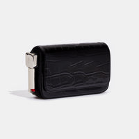 patent croc clutch, vegan leather bag