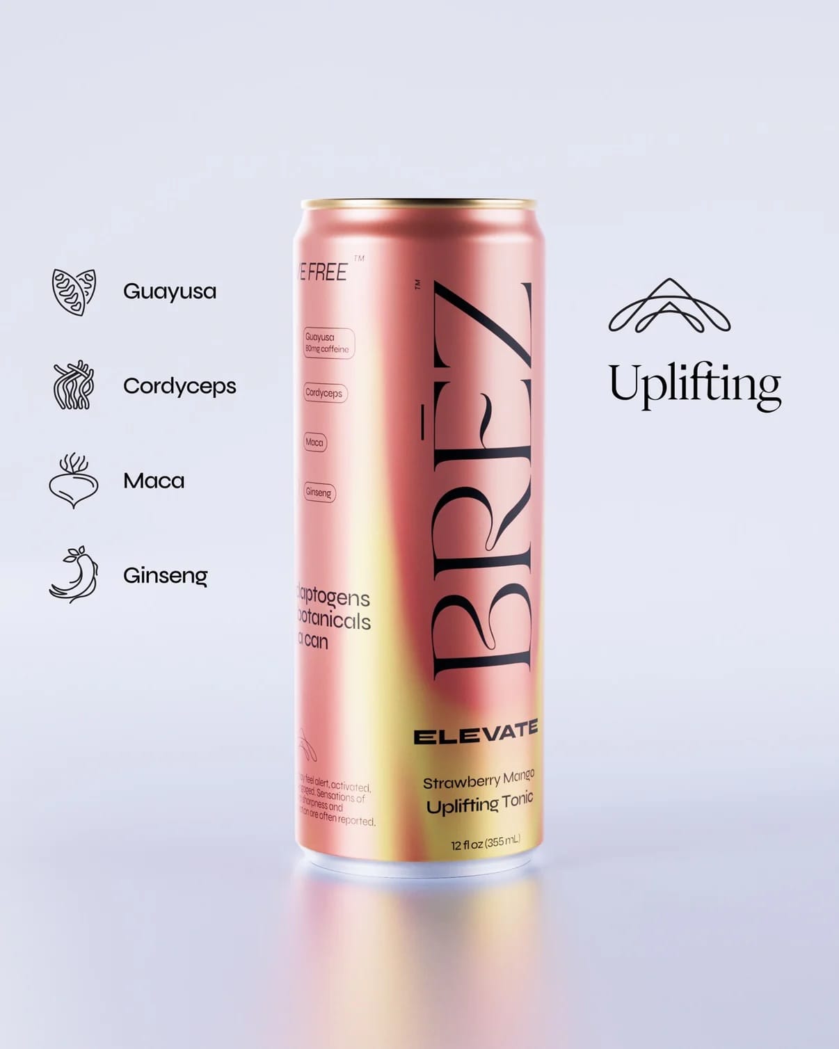 BRĒZ Elevate | Adaptogen Strawberry Mango Tonic Ingredients 