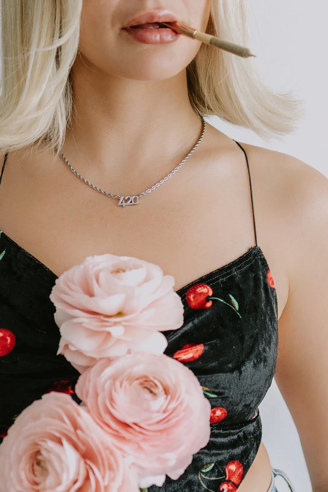 Frankie Smoke jewelry, 420 necklace, stainless steel necklace, cannabis jewelry, hypoallergenic necklace, minimalist chain, rope chain necklace, statement jewelry, precious metal plated, YENology accessories