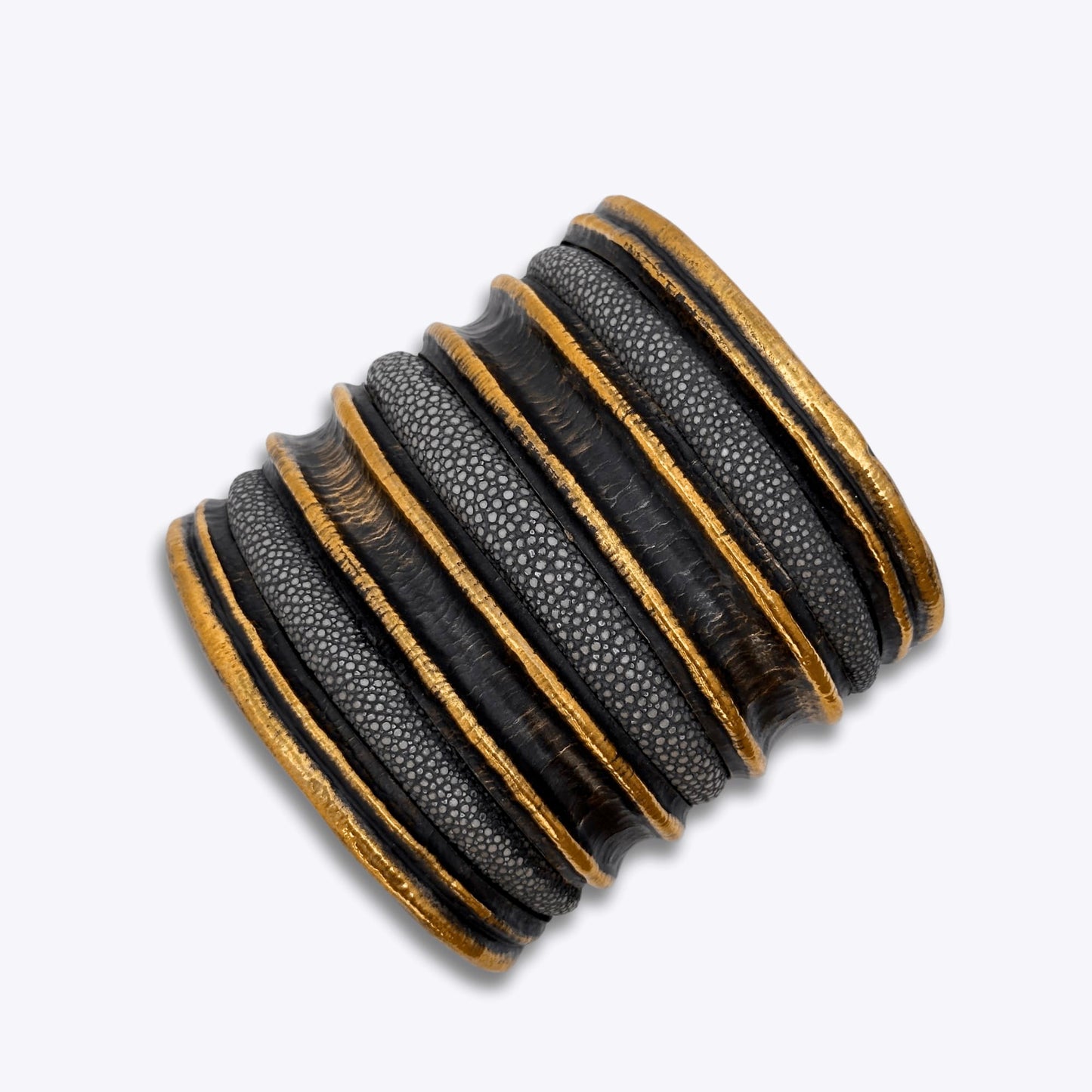 Lou Guerin jewelry, Lou Guerin bracelet, Goddess cuff, stingray leather cuff