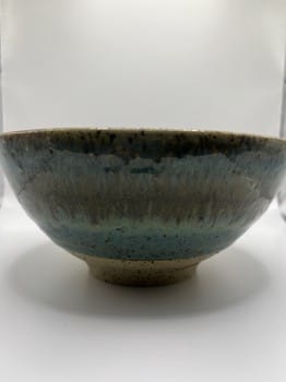 Green blue brown speckled bowl
Mike Teal handmade bowl
Hand-thrown speckled clay dish