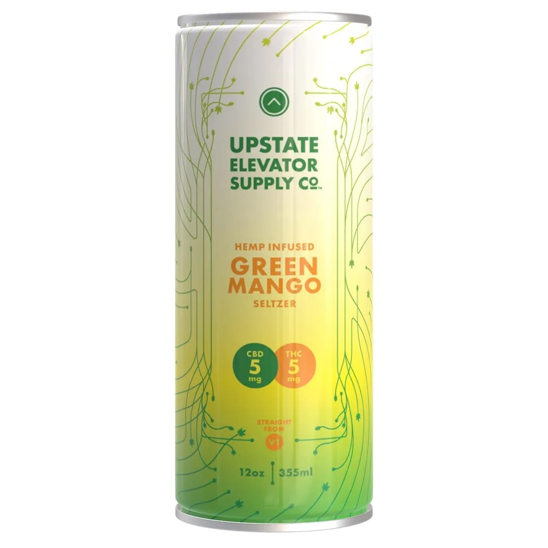 Upstate Green Mango Seltzer – 5mg THC + CBD