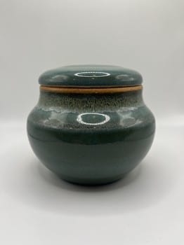 Grey swirl smokey green container
Mike Teal ceramic lidded jar
Hand-thrown stoneware container