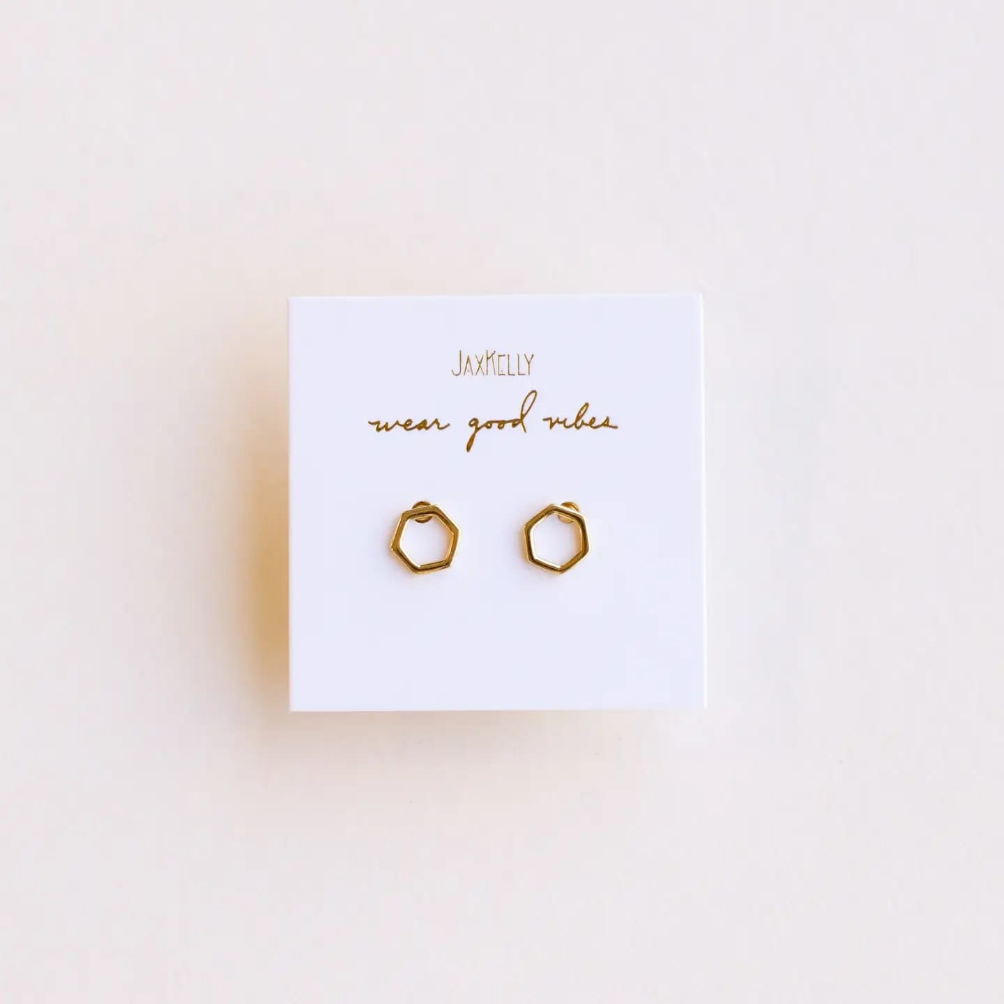 gold hexagon earrings, minimalist stud earrings, geometric gold earrings, dainty gold jewelry, everyday gold studs, hypoallergenic earrings, modern geometric studs