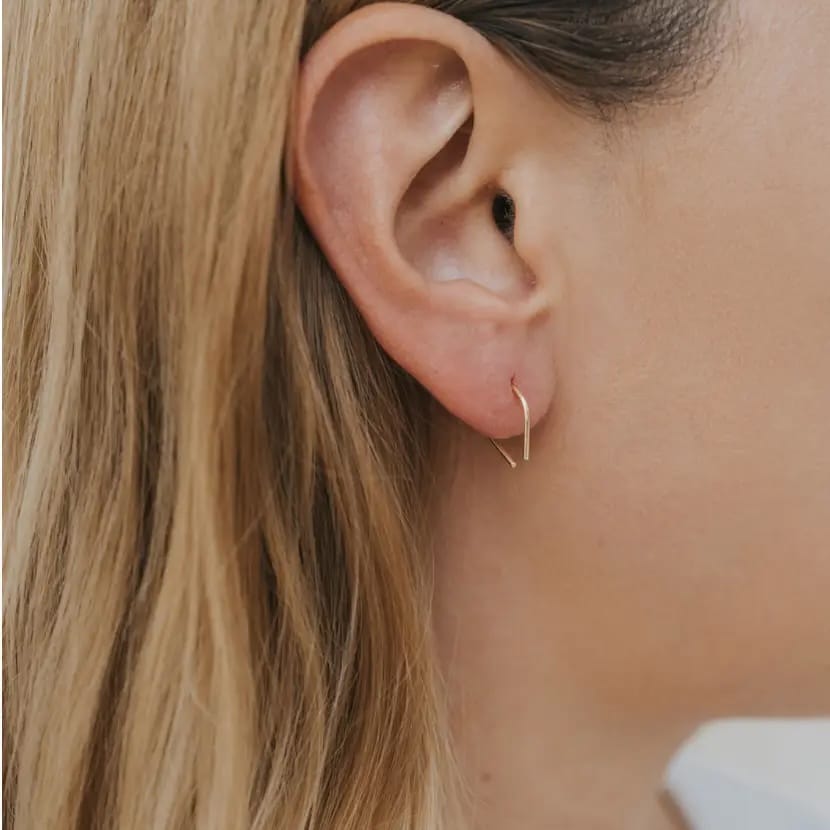 gold horseshoe earrings, minimalist earrings, gold drop earrings, modern gold studs, dainty gold jewelry, everyday earrings, hypoallergenic gold earrings