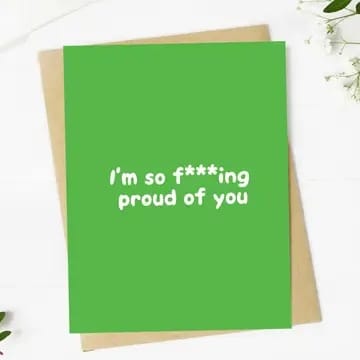 funny congrats card, I’m so proud of you card, bold greeting card, graduation card, new job card, hand-drawn card, modern stationery, celebration card, profanity card, blank inside card