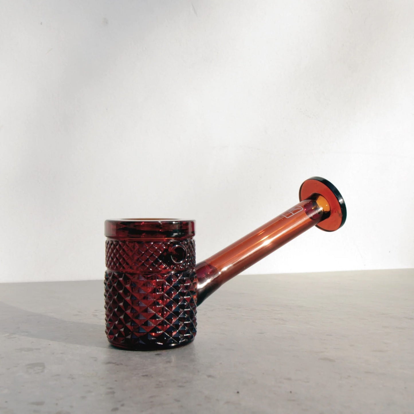 Jane West hand pipe, Twenties Collection pipe, textured glass hand pipe, vintage glass pipe, Jane West smokeware, crystal cut hand pipe, modern glass hand pipe, tabletop hand pipe, luxury smokeware