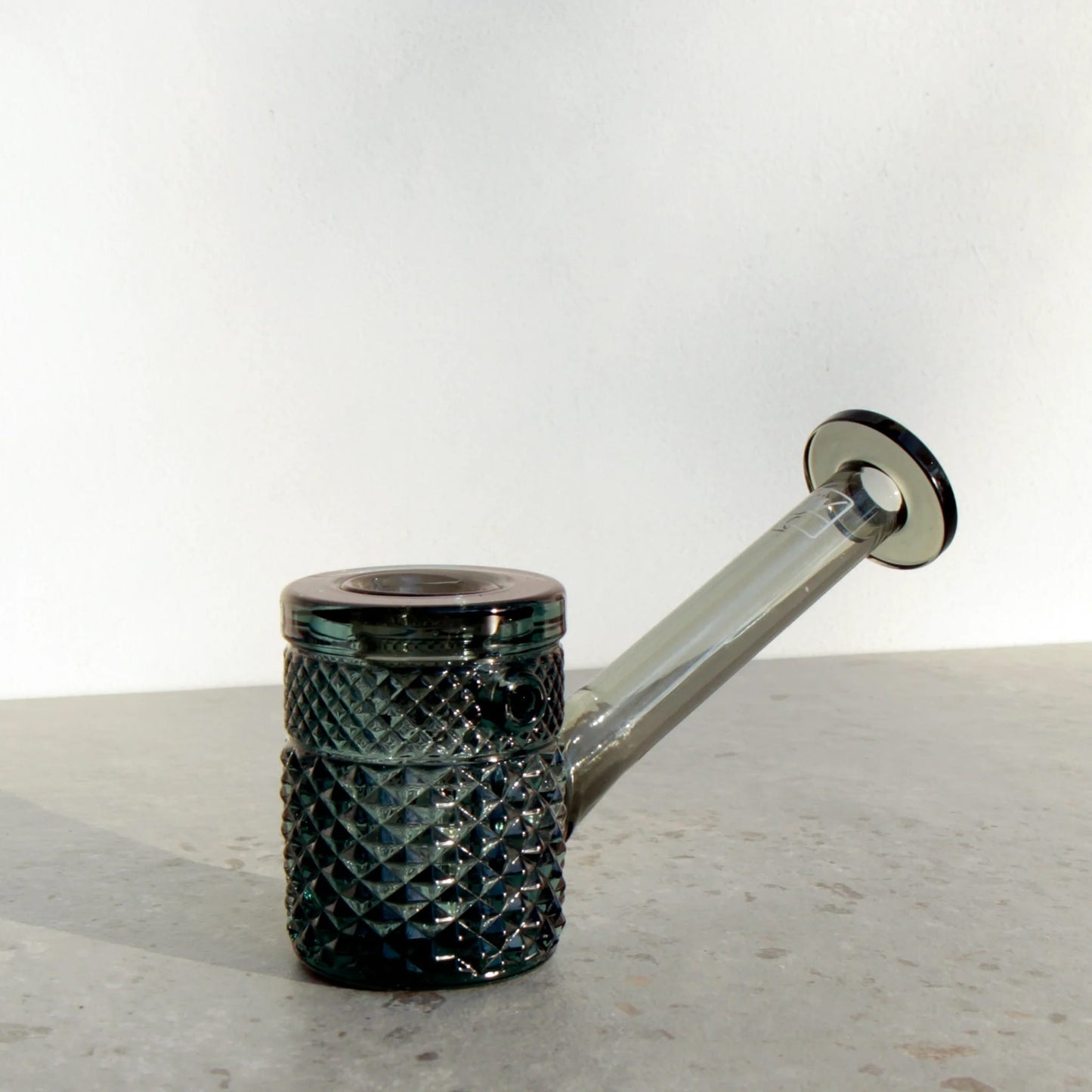 Jane West hand pipe, Twenties Collection pipe, textured glass hand pipe, vintage glass pipe, Jane West smokeware, crystal cut hand pipe, modern glass hand pipe, tabletop hand pipe, luxury smokeware