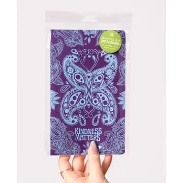 Cover of Kindness Matters Recycled Notebook featuring paisley butterfly and leaves design.