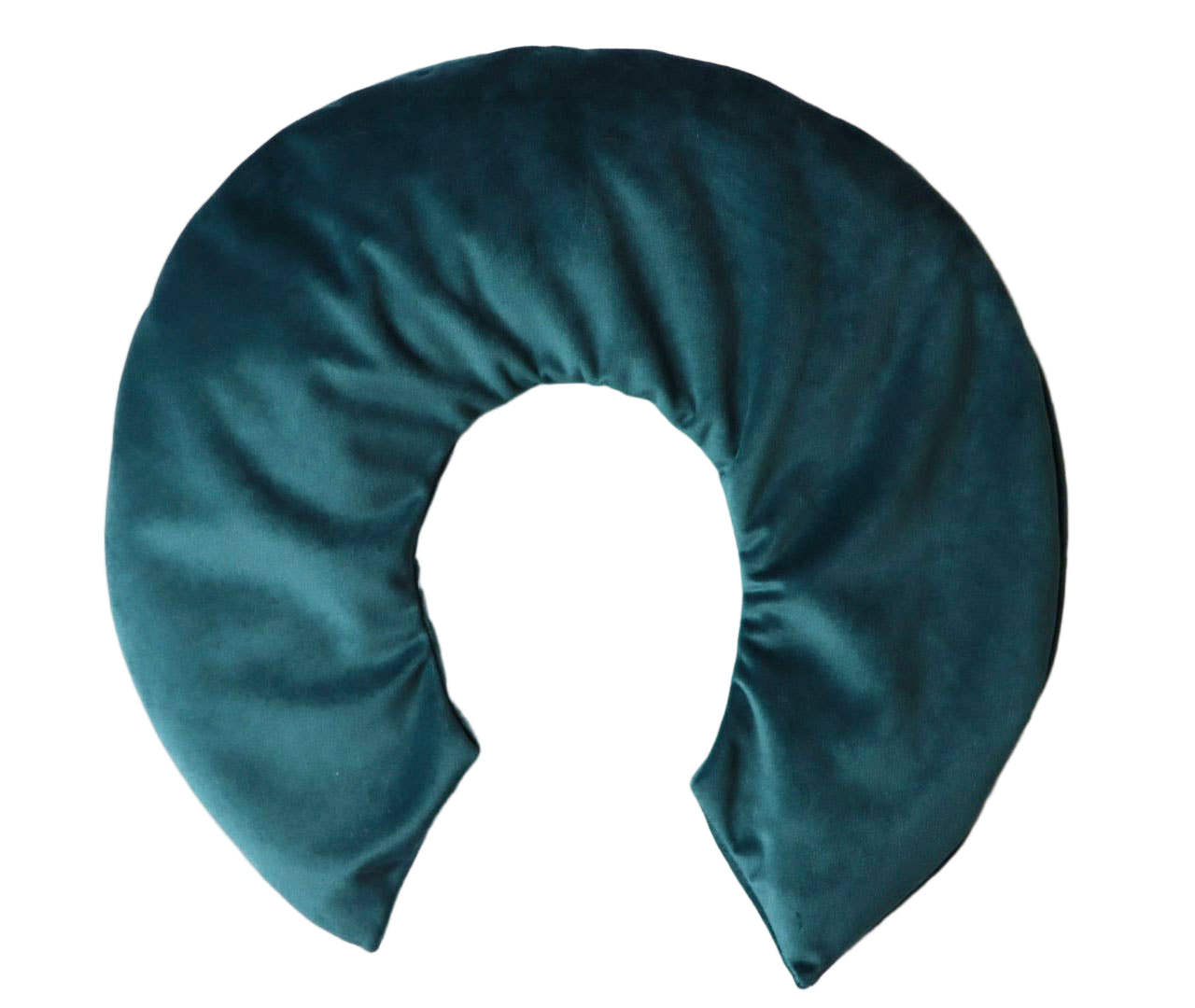 Teal neck pillow on a white background