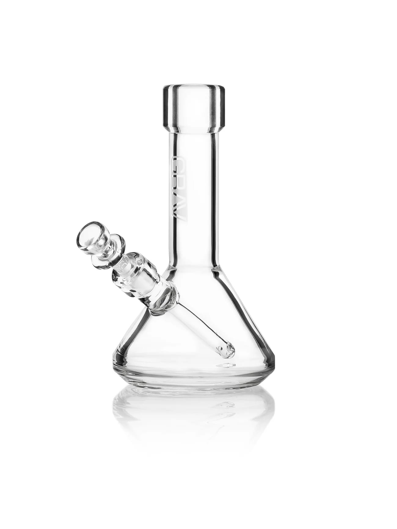 GRAV Mini Beaker, 6-inch water pipe, compact glass bong, portable beaker bong, fixed downstem pipe, GRAV 10mm Cup Bowl, travel-sized water pipe, small glass beaker, mini bong for herbs, durable borosilicate pipe
