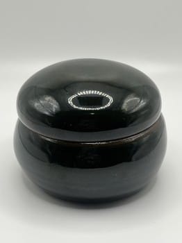 onyx ceramic container, copper glaze pottery, small lidded container