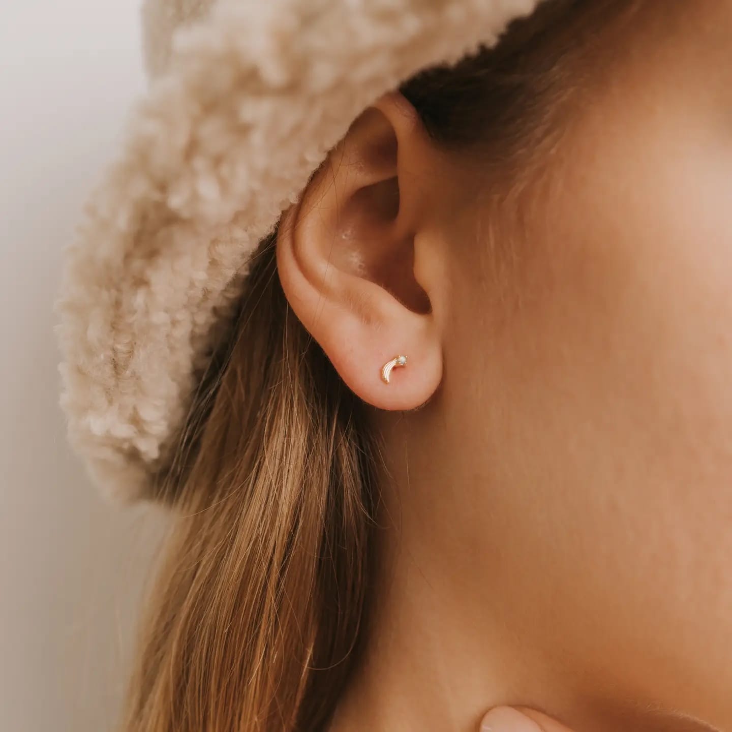 opal stud earrings, shooting star earrings, celestial earrings, gold opal studs, hypoallergenic gold earrings, petite opal jewelry, opal nova earrings