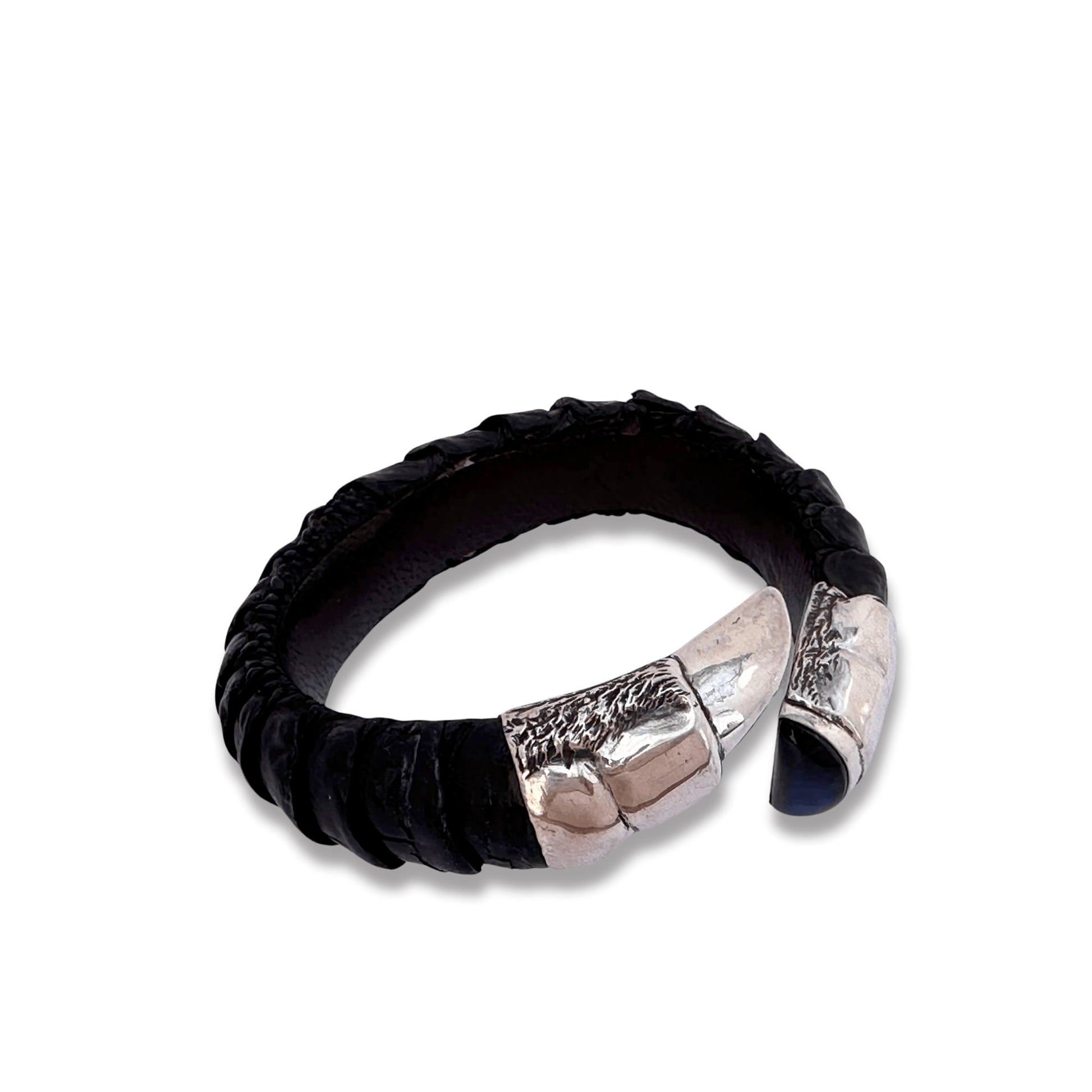 ostrich leather jewelry, sterling silver cuff