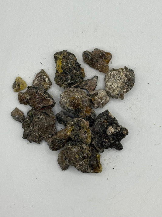 1 oz pouch of Ecuadorian Palo Santo resin labeled “Bursera graveolens.”