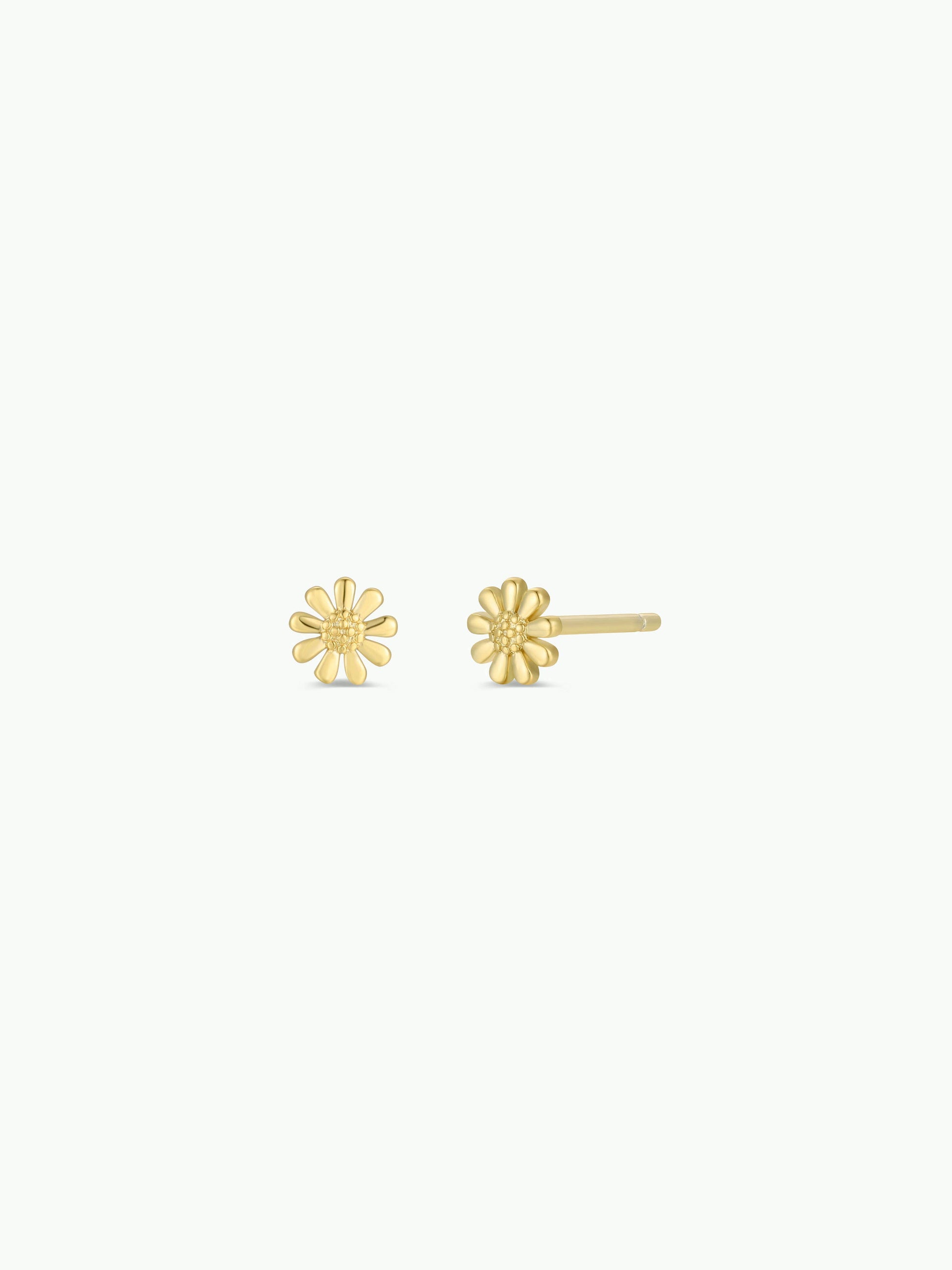 daisy stud earrings, petite gold studs, 18k gold plated earrings, floral stud earrings, hypoallergenic gold earrings, small gold studs, dainty earrings, ear stack jewelry