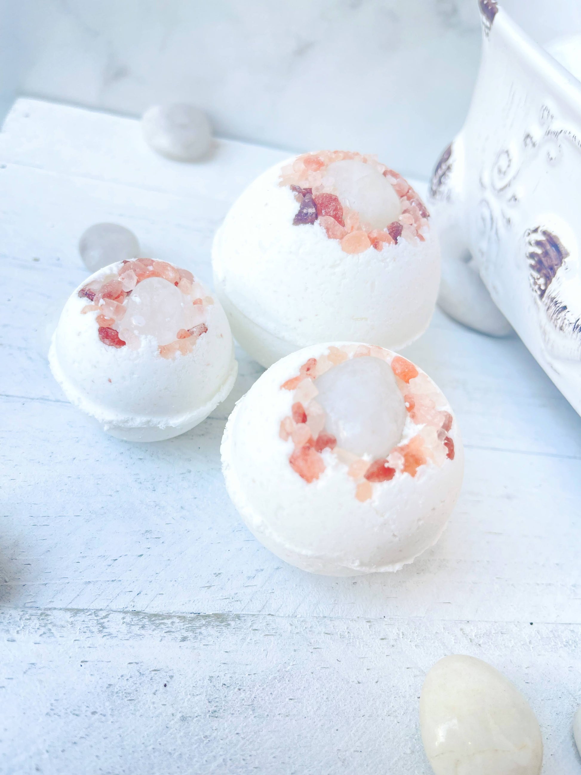 quartz bath bomb, Himalayan salt bath bomb, crystal bath bomb, pink salt bath, detox bath bomb