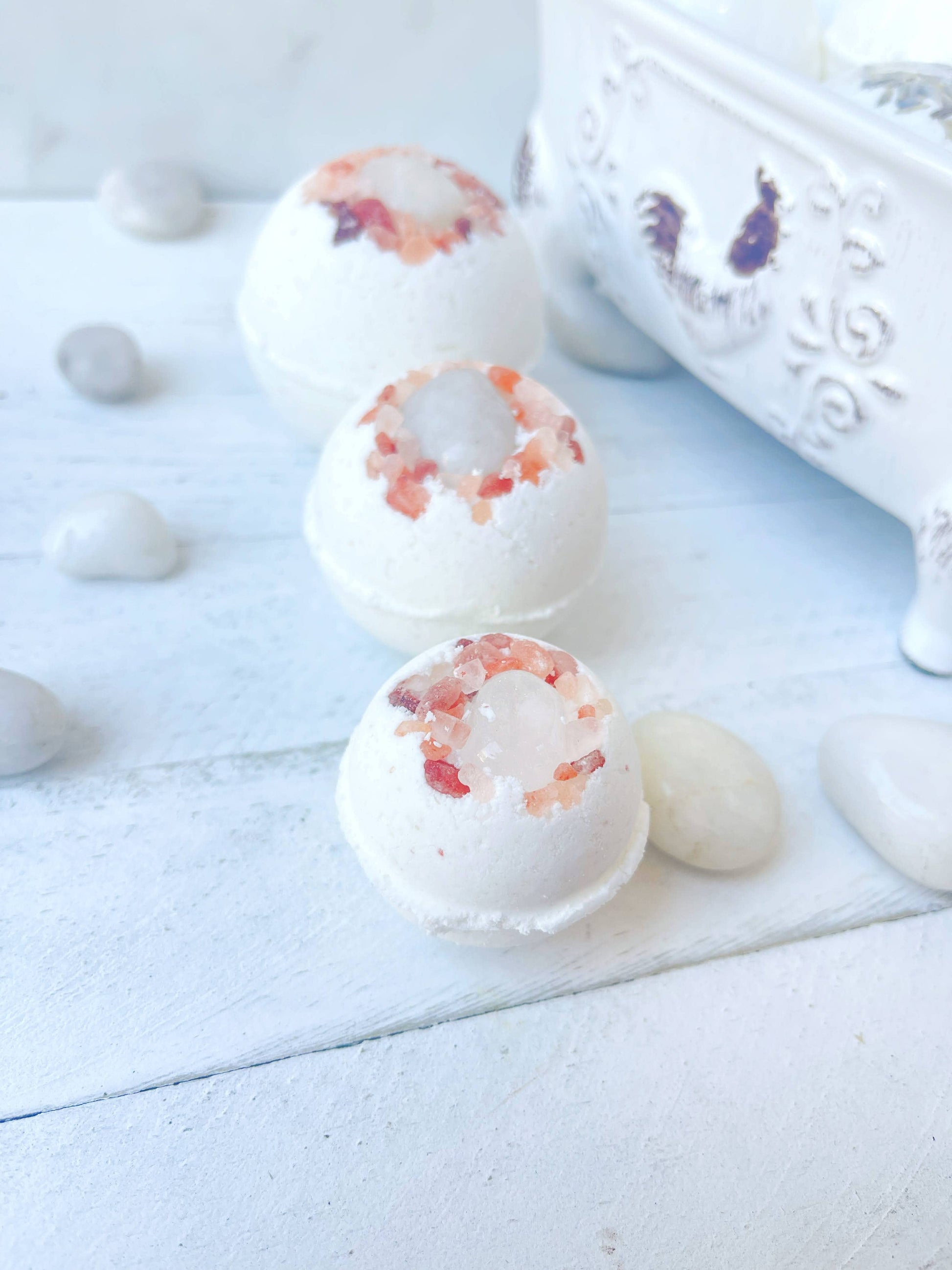 organic bath product, handmade bath bomb, YENology bath, peaceful bath soak, white quartz crystal