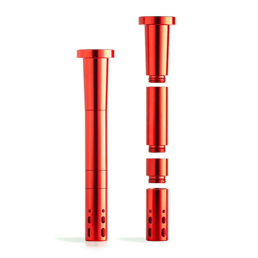Set of red metal components on a white background
Colorful pipe downstem

Easy clean smoking accessory

Durable 14mm bong downstem