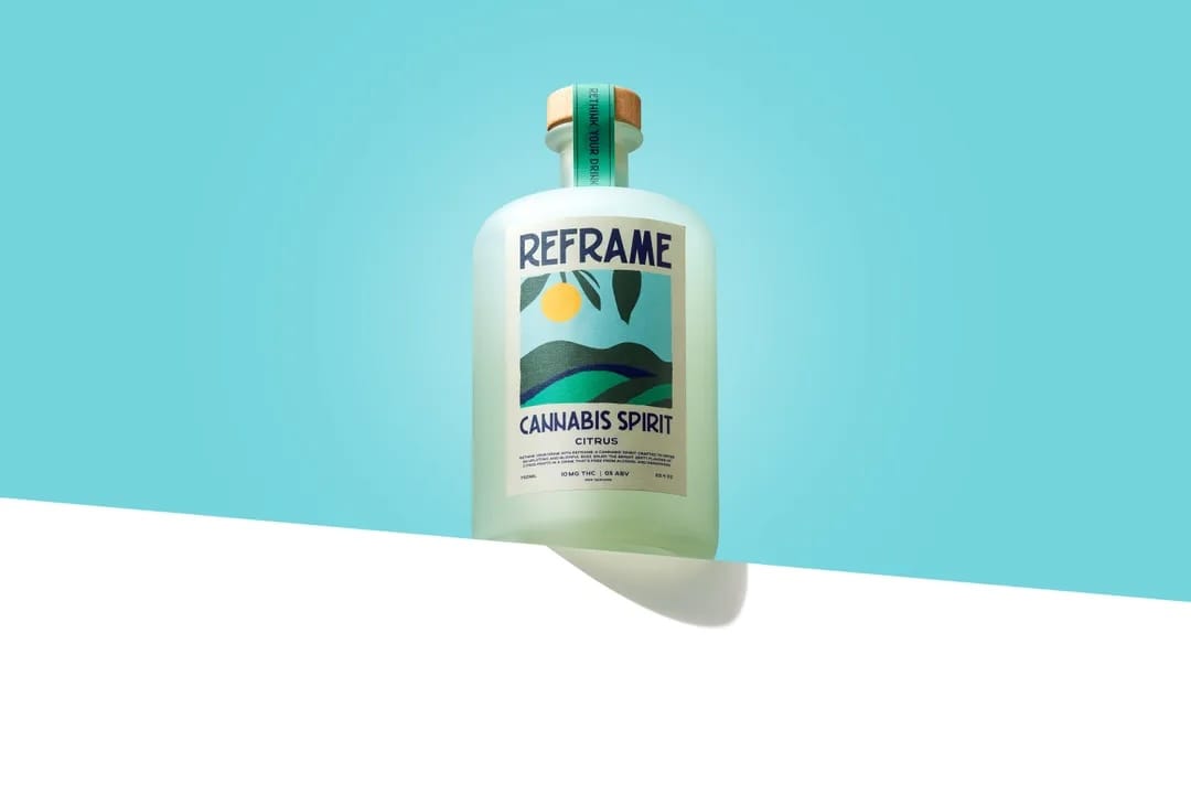 Bottle of 'Reframe Cannabis Spirit' the drink