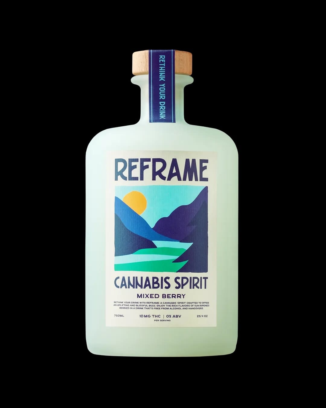 Bottle of Reframe Cannabis Spirit Mixed Berry THC drink