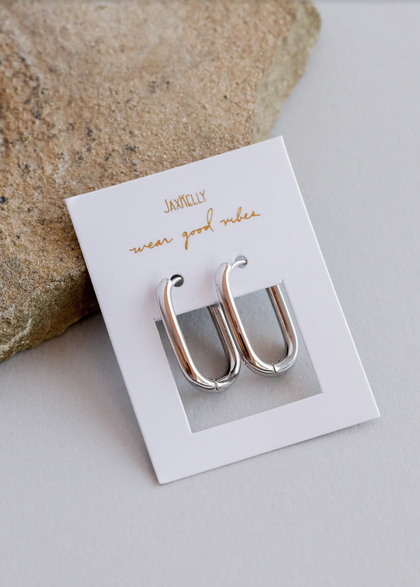 silver rectangle hoop earrings, geometric silver hoops, modern silver earrings, lightweight hoops, hypoallergenic earrings, rhodium plated hoops, silver statement jewelry